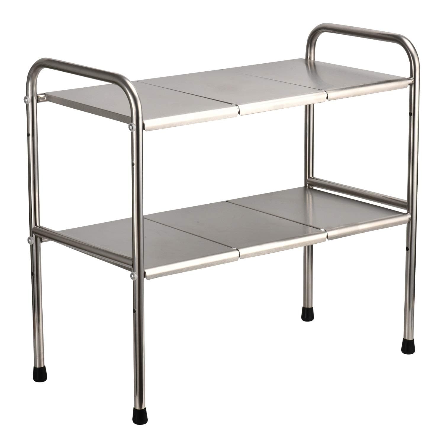 DoubleBlack Stainless Steel Undersink Storage Unit Kitchen Under Sink Cupboard Organiser Shelf Rack Adjustable Expandable Telescopic 53-88 cm