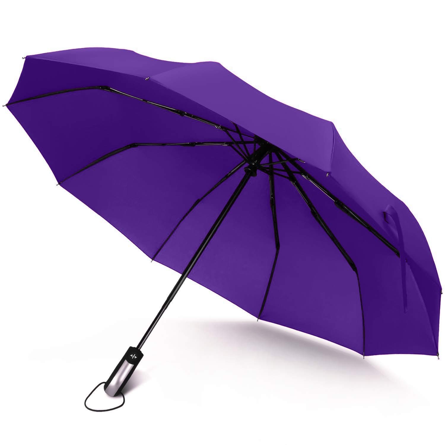 Junefish Travel Windproof Umbrella Unbreakable Automatic Compact Umbrellas for Men/Women One Handed Operation, 10 Ribs Reinforced Windproof Umbrella, Stainless Steel & Fiberglass Construction