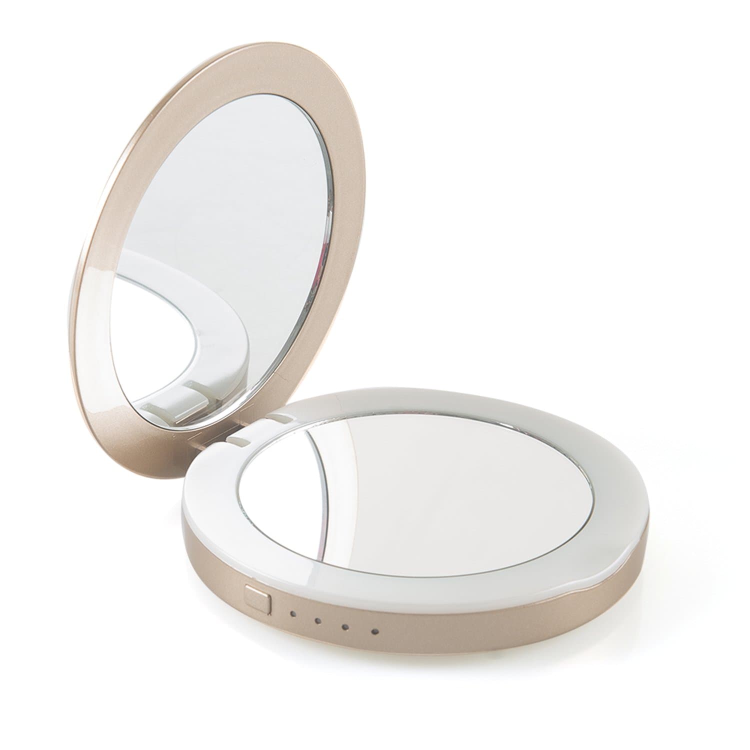 Compact Travel Makeup Mirror with Light HD LED Illuminated Folding Vanity Mirror with a 3000mAh Power Bank Portable Durable Light(Gold)