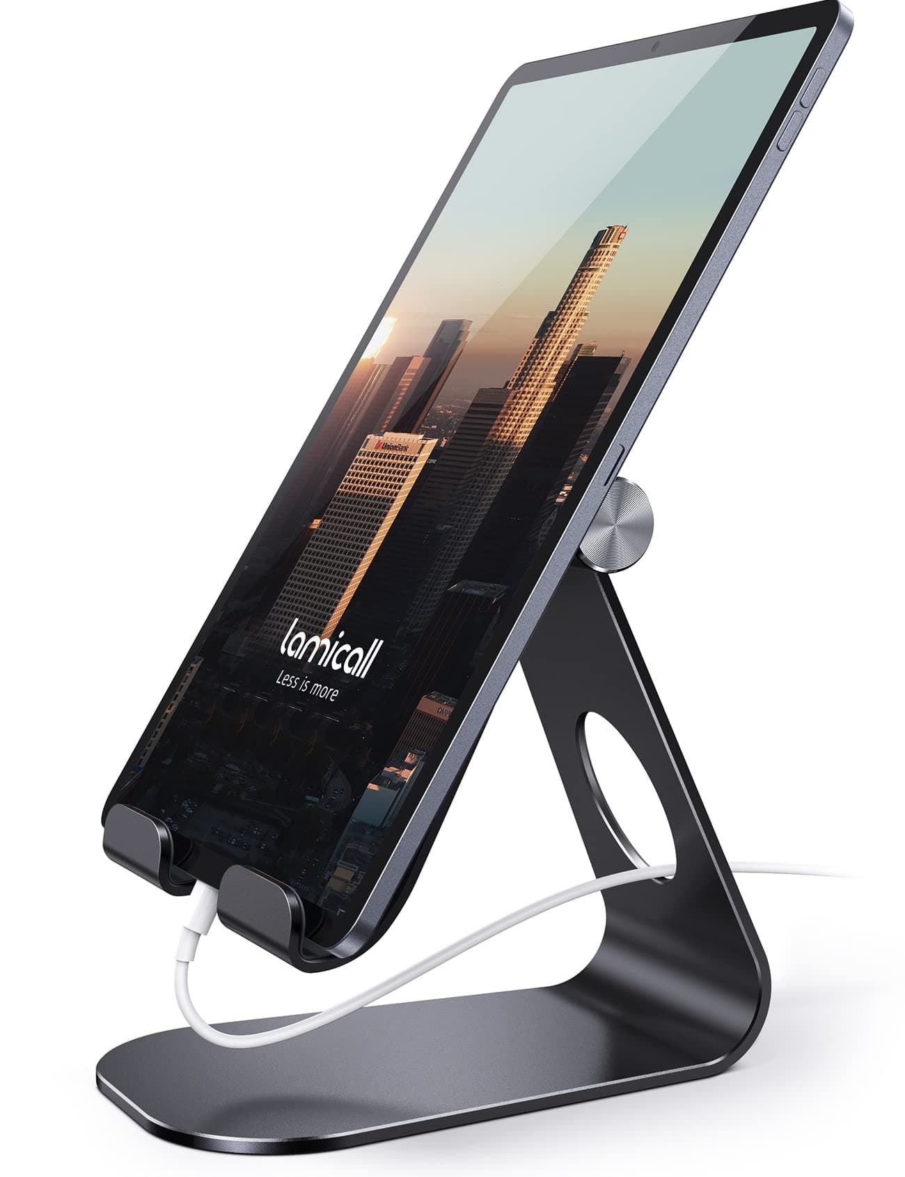 Tablet Stand, Adjustable Tablet Holder - Desktop Stand Dock Compatible for 4-13" Tablets, iPad Pro 11, 9.7, 10.5, 12.9 Air Mini, Kindle, Tab, iPhone 17 Pro Max, Switch - Black