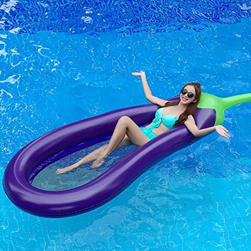 Sea Plan Giant Eggplant Inflatable Eggplant Pool Float for Summer Party Swimming Beach Holiday,Large Outdoor Swimming Inflatable Pool Floatie Raft Lounge for Adults & Children (Eggplant)