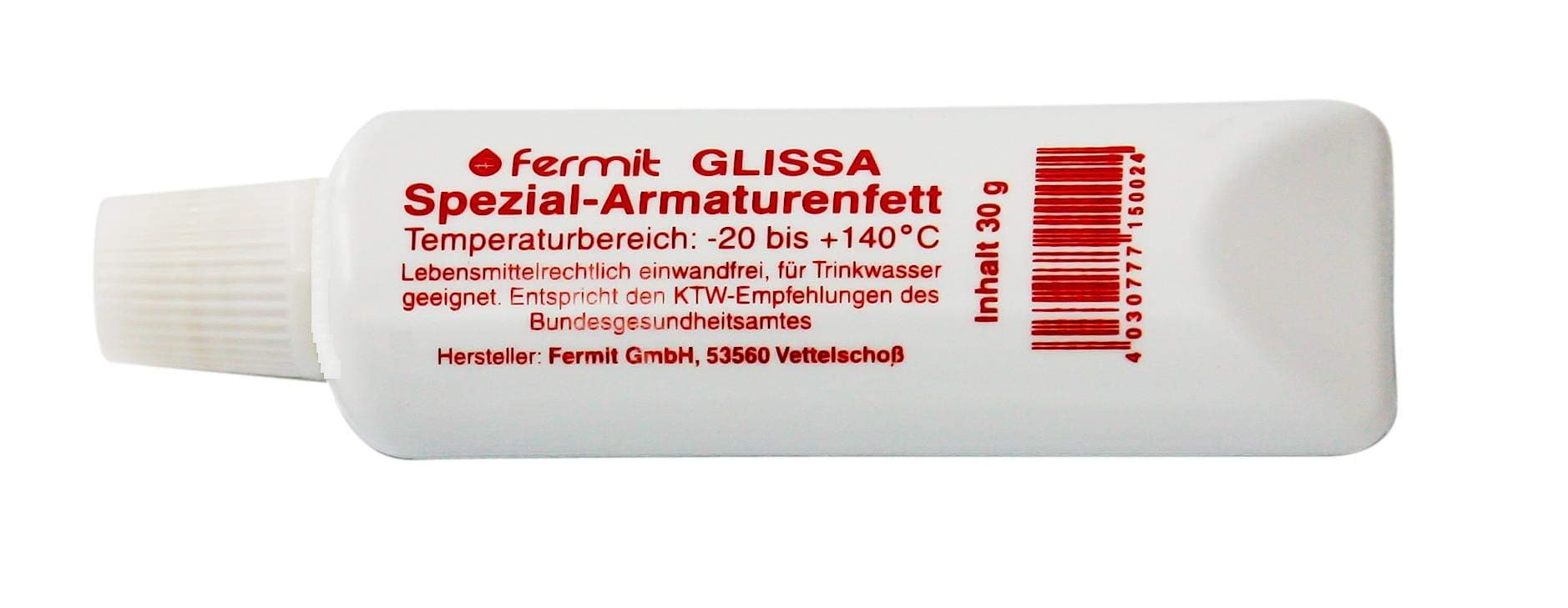 Fermit (Glissa Special Fitting Grease) with NSF-H1 authorisation and in accordance with DIN 51502 of German Health Ministry