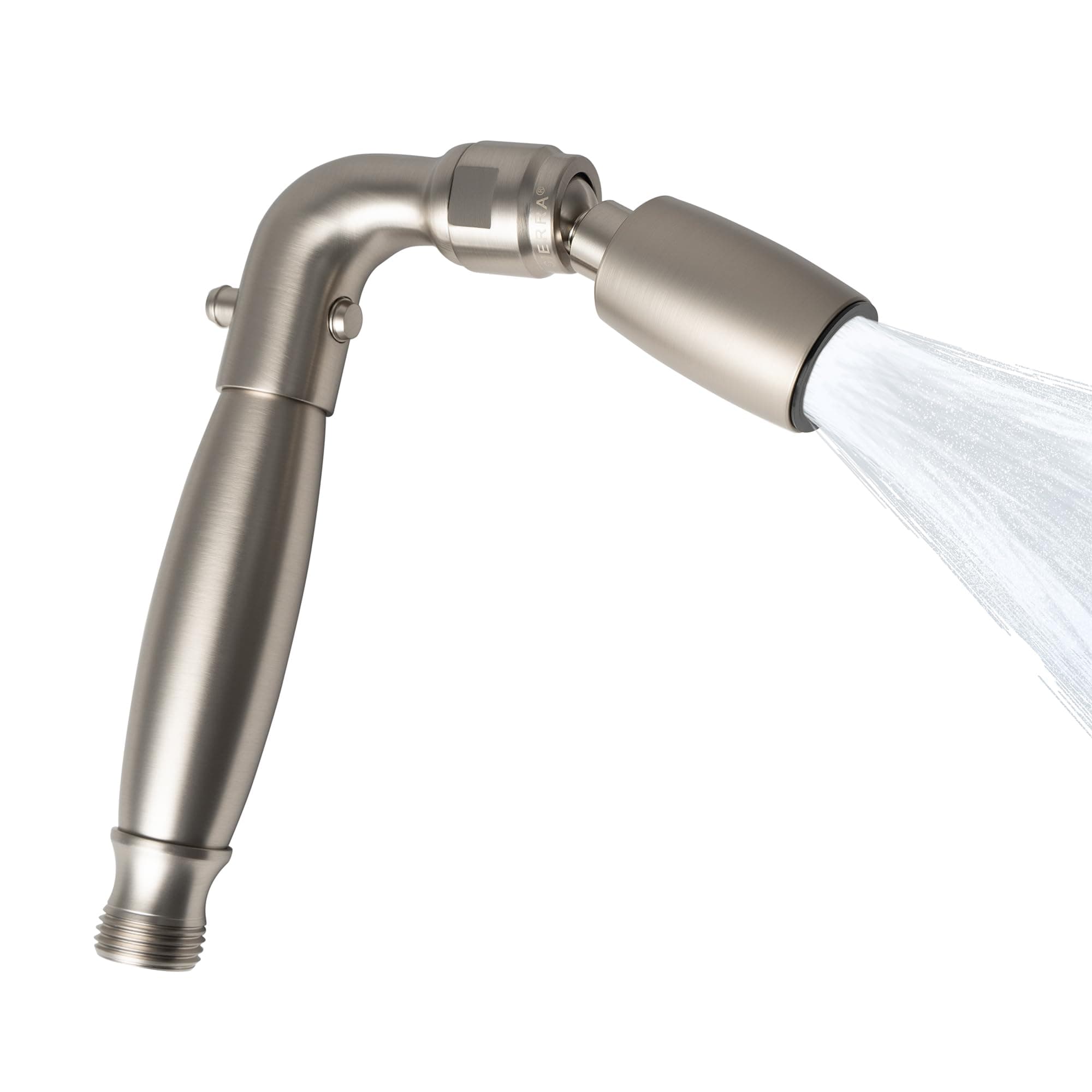High Sierra® Solid Metal Handheld Shower Head, Lead-Free, with Built-In Trickle Valve. Shower Hose and Holder Not Included. High Pressure 2.0 GPM. Brushed Nickel