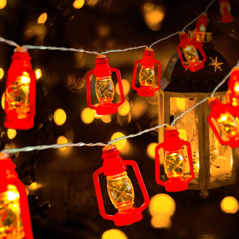 AceList Ramadan Decor Red Kerosene String Lights for Camping, Bedroom, Living Room, Ramadan Decorations Light- 20 LED