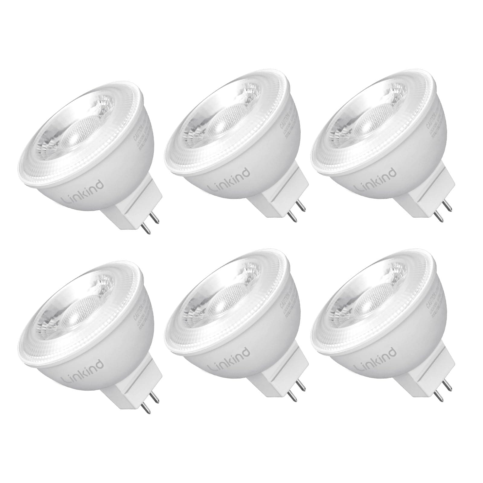- Linkind MR16 LED Bulb Dimmable, GU5.3 Bi-Pin Base LED Light Bulbs, 6.5W (70W Equivalent) 3000K Warm White 640lm MR16 LED Spot Lights, Recessed, Tracking Lights, 12V Low Voltage, 6 Packs