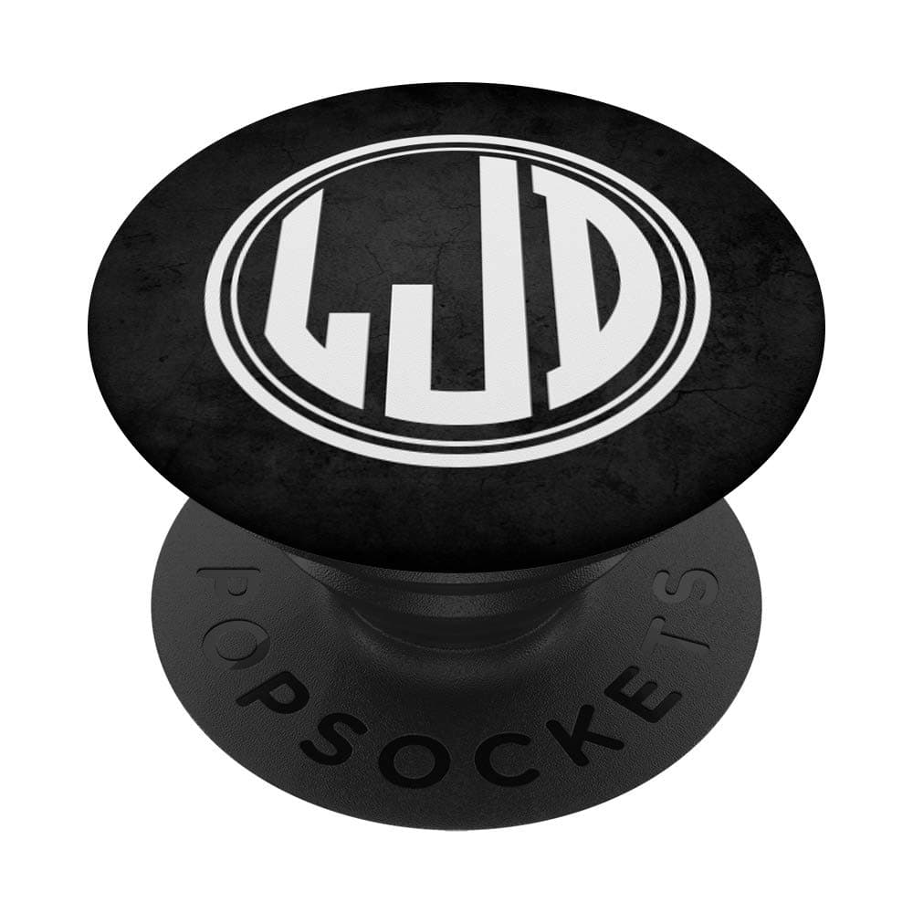 LJD Monogram Gift Initials LJD or LDJ on Black PopSockets Grip and Stand for Phones and Tablets