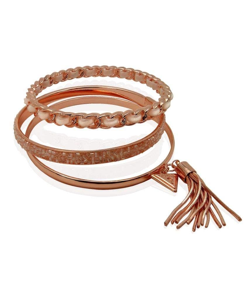 GUESS3 Piece Rose Gold Mixed Bangle Bracelet Set