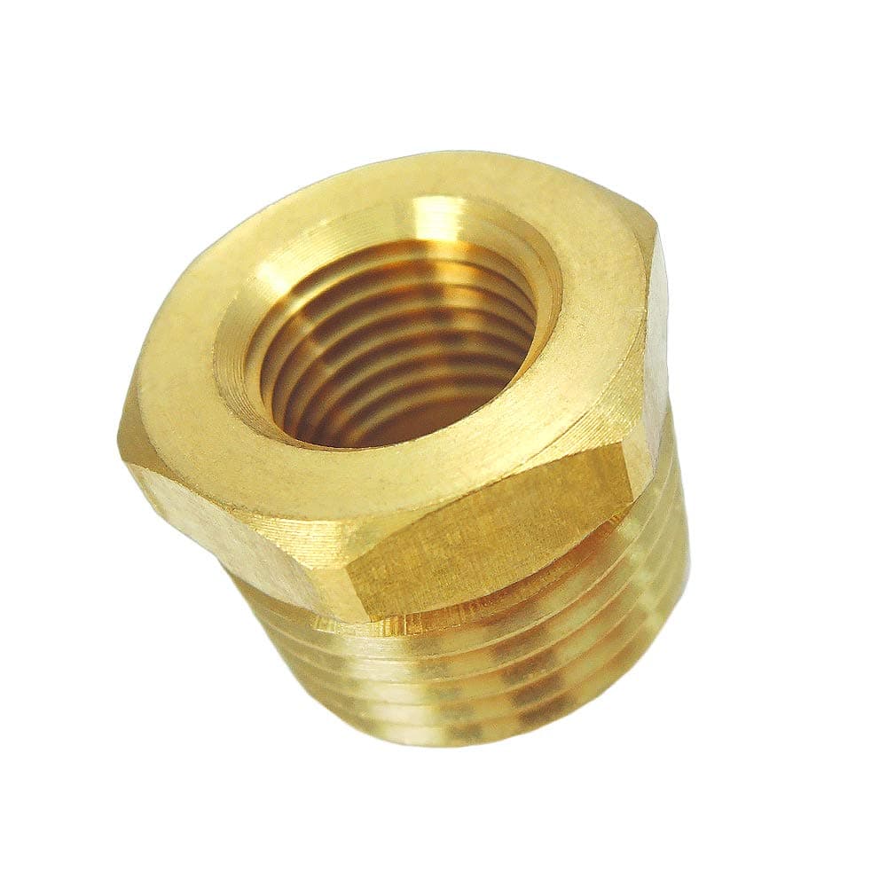 Nigo Industrial Co. Brass Pipe Fitting, Hex Bushing Reducer, Nominal Pipe Size: 1/2" NPT Male x 1/4" NPT Female H10-4N02N0-1