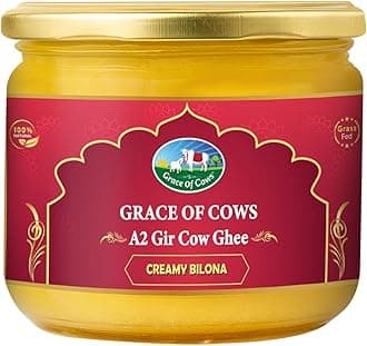 Grace of Cows A2 Gir Cow Ghee 250ml, 100% Pure and Natural, Churned from Creamy Bilona Method, Helps Boost Immunity and Digestive Health, A2 Gir Cow Ghee for Cooking and Heart Health