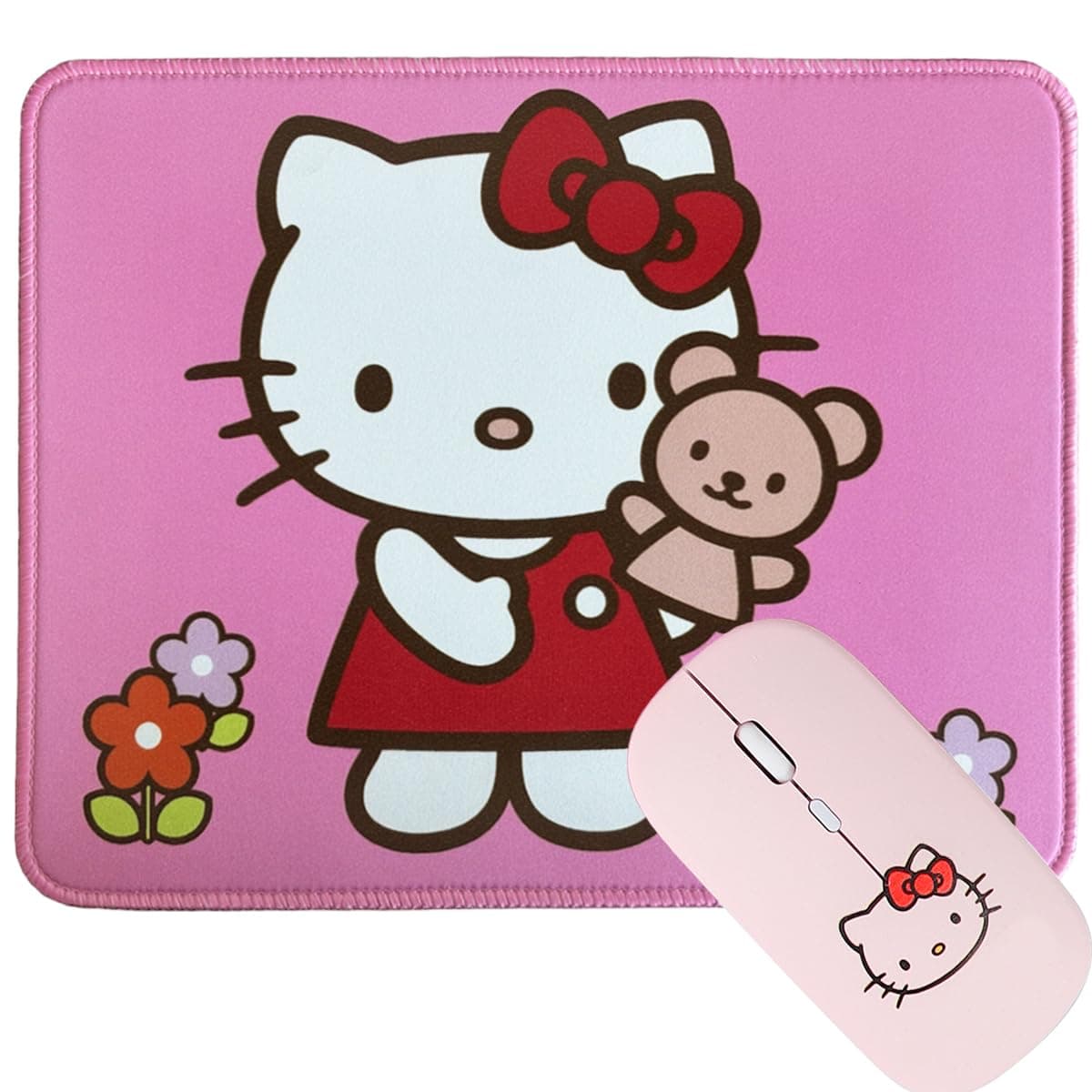 Hello Kitty Mouse Pad Cute Desk Accessories Hello Kitty Stuff, Kawaii Mouse Pads for Desk Computer Laptop, Hello Kitty Gifts for Mousepad for Women Girly Pink Non-Slip Base 10×8.5 in