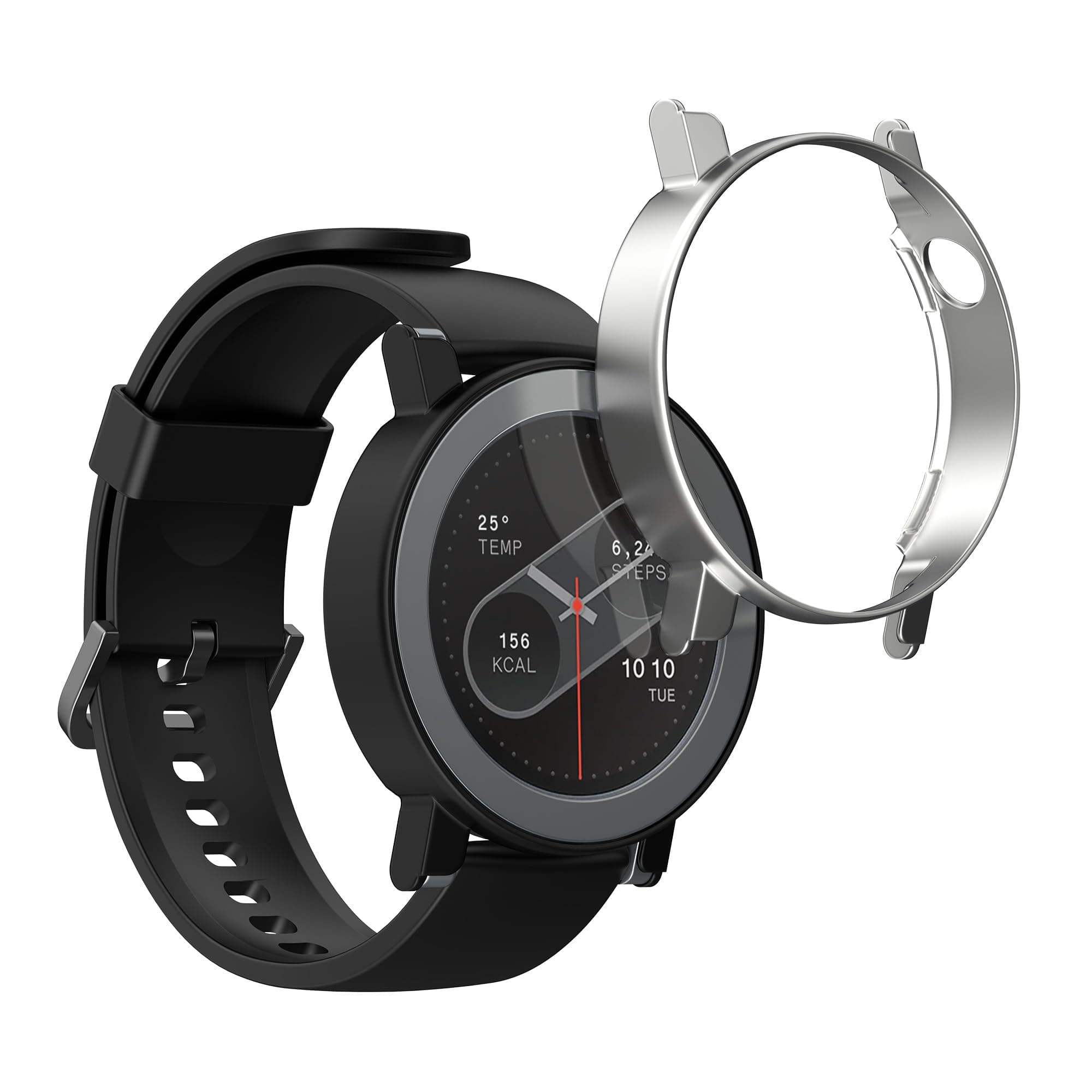 kwmobile Cases Compatible with CMF by Nothing Watch Pro 2 (D398) - Set of 2 Fitness Tracker Screen Protectors - Black/Silver