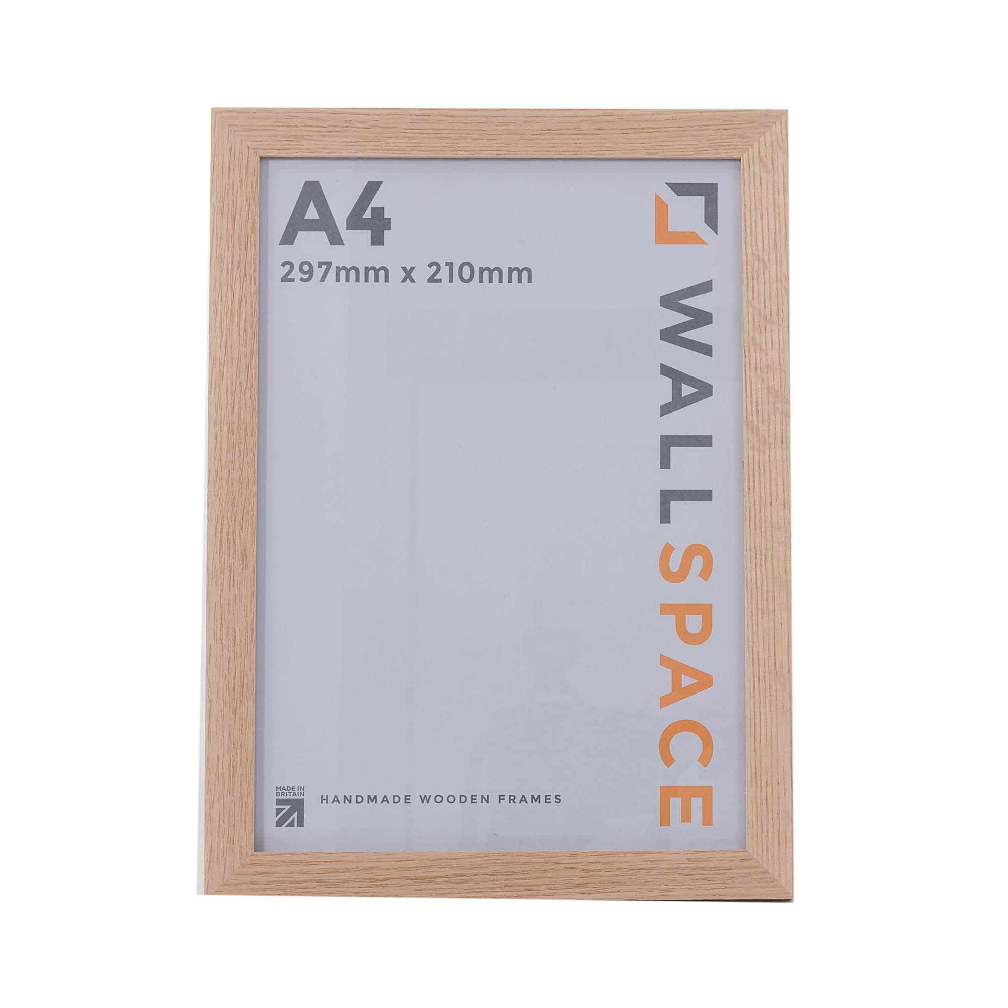 Wall Space A4 Oak Picture Frame | Oak A4 Photo Frame | 297x210mm | 297 x 210mm | 29.7x21.0cm | Certificate Diploma | Real Wood with Glass | Handmade Wooden Made in UK