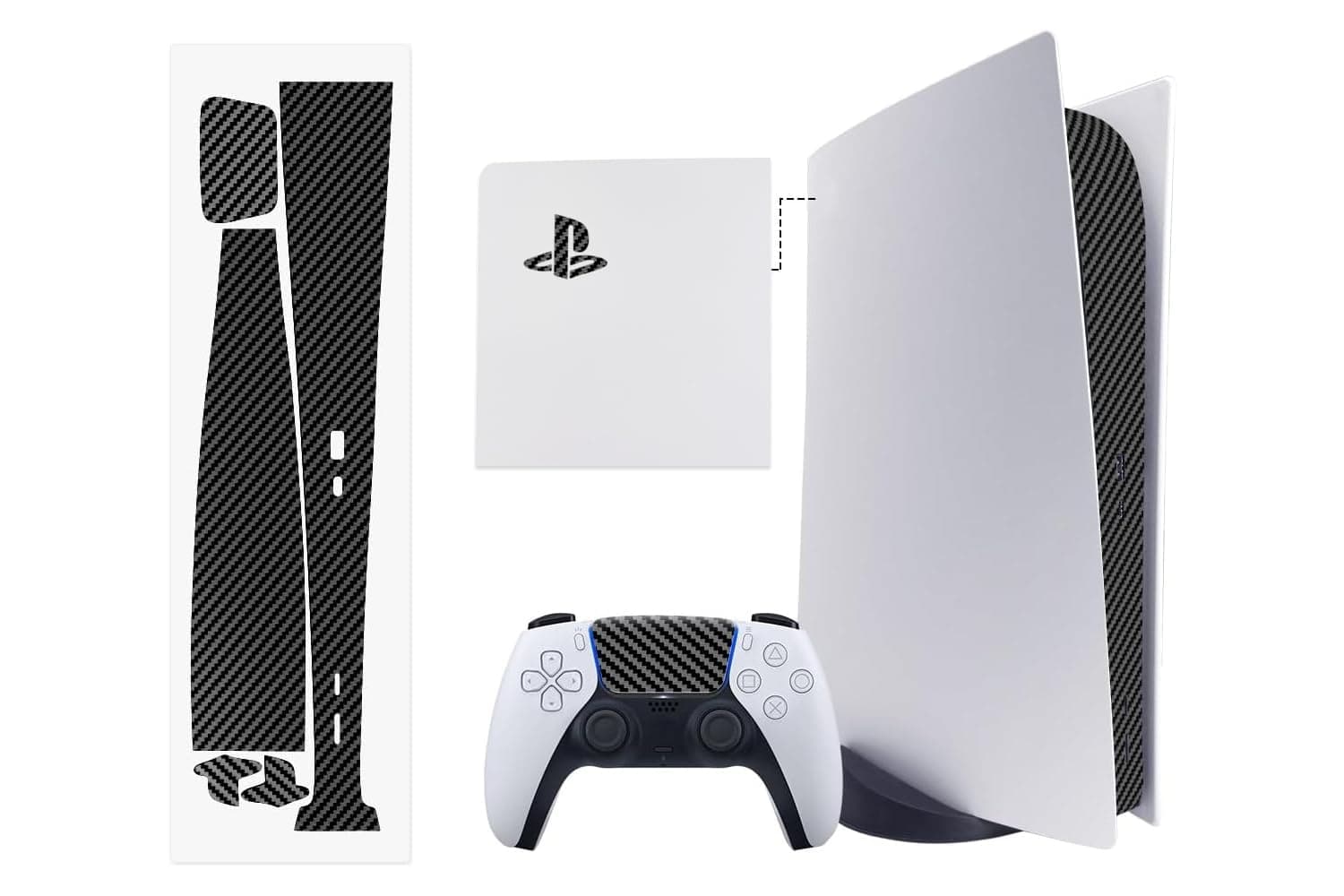 TALONGAMES PS5 Console Skin, Disk Version Host Middle Strip Sticker, Console Center Part Protection Strip Film, PS5 Middle Sticker Accessories Durable Scratch Resistant (Carbon Black)