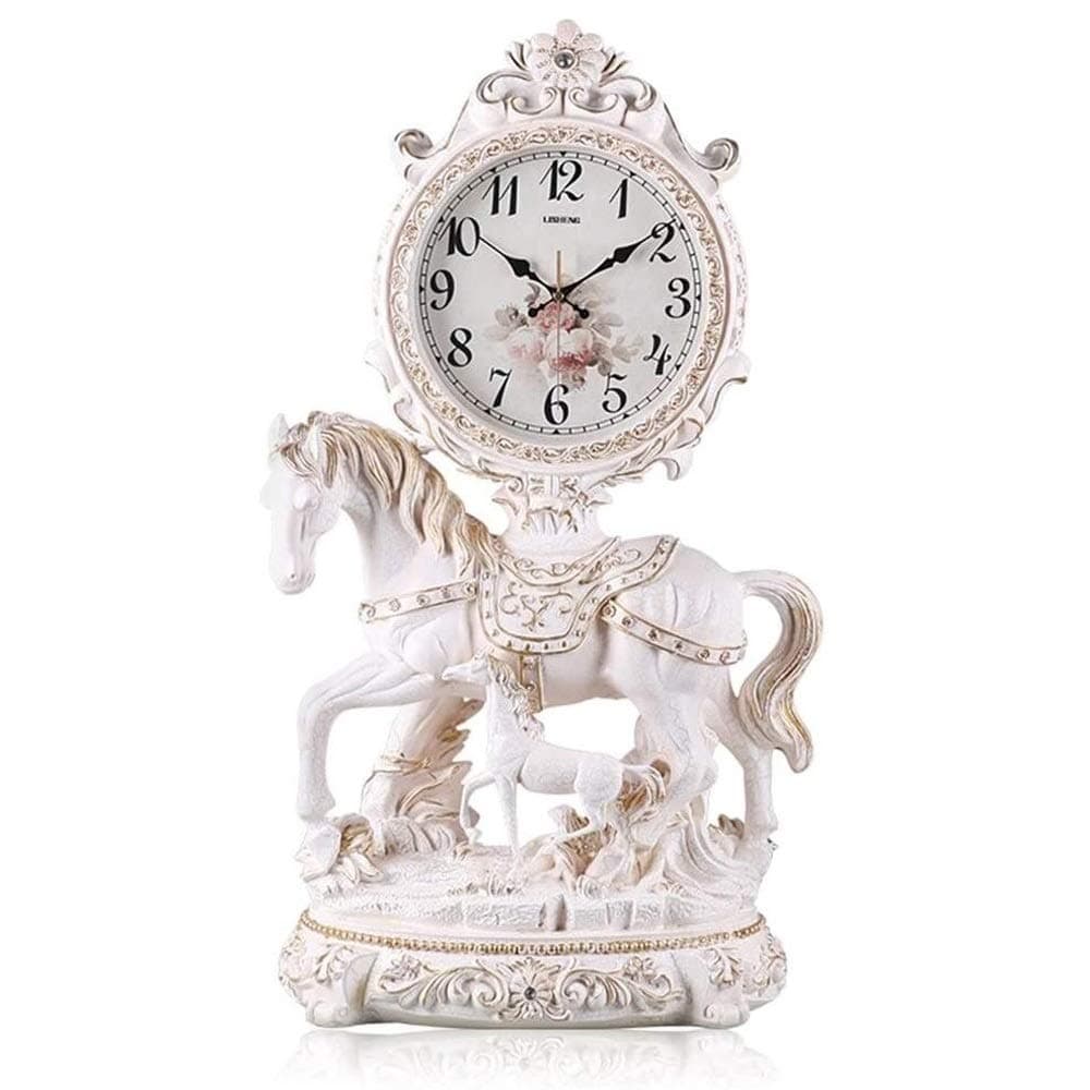 Grandfather Clock Classic Retro Table Clock-Junma Quartz Clock-Home Living Room TV Cabinet Vestibular Clock Office Desktop Decoration Perfect Decoration Gift-Resin JLHBM (Color : Pink)