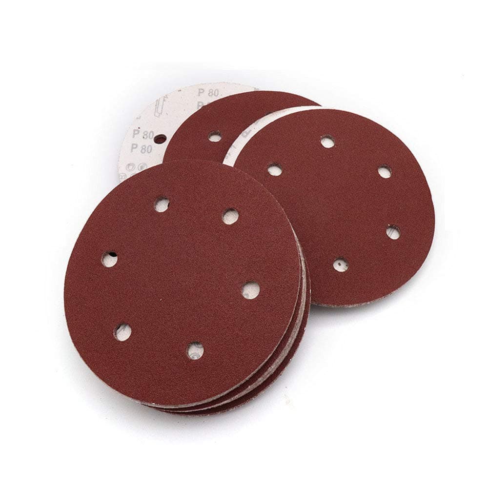 Jiayouy 60 Grit 9 Inch 6 Hole Hook and Loop Sanding Disc Flocking Sandpaper for Random Orbit Sander 10Pcs