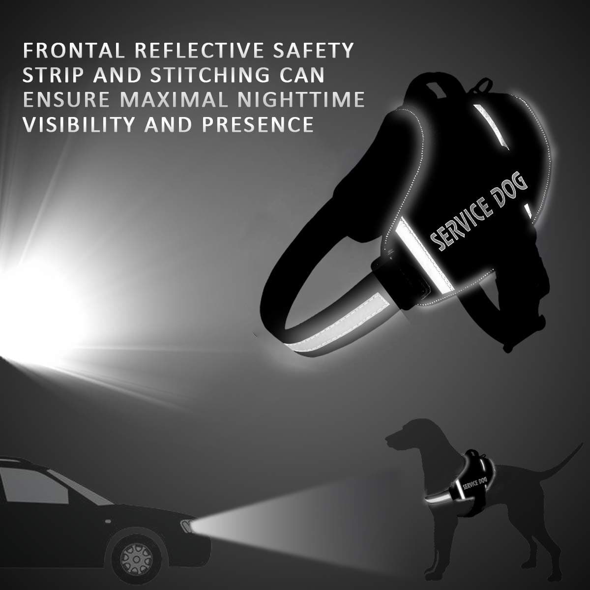 JSXD Dog Harness,No-Pull Service Dog Harness with Handle Adjustable Outdoor Pet Dog Vest 3M Reflective Nylon Material Vest for Breeds,Easy Control for Small Medium Large Dogs