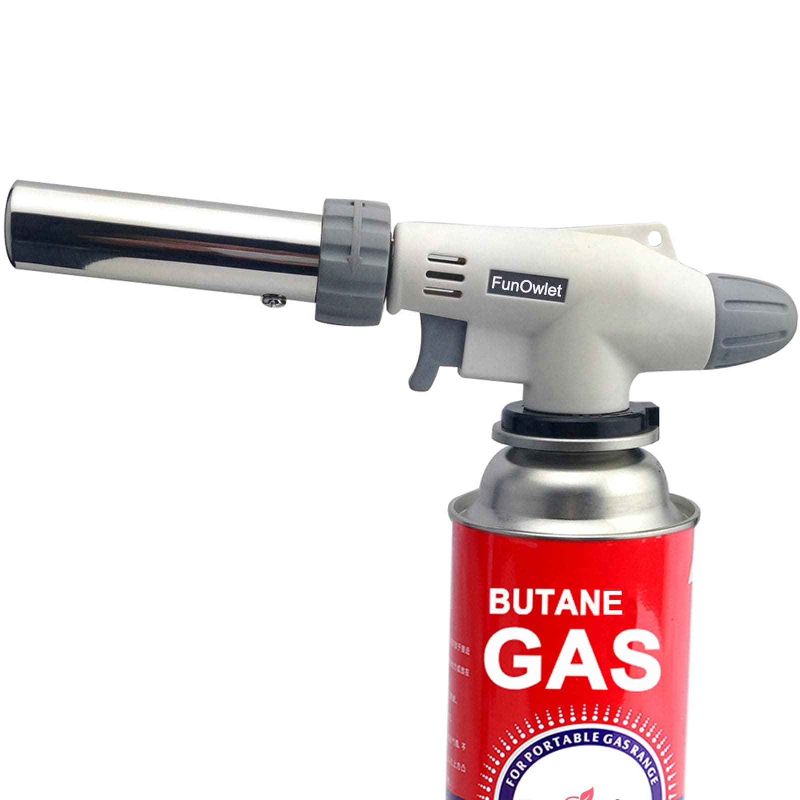 Butane Torch, Reverse Use Culinary Kitchen Blow Lighter with Adjustable Flame, Butane Fuel Not Included, Ideal for Chef Cooking, Creme, Brulee, BBQ, Baking, DIY Soldering