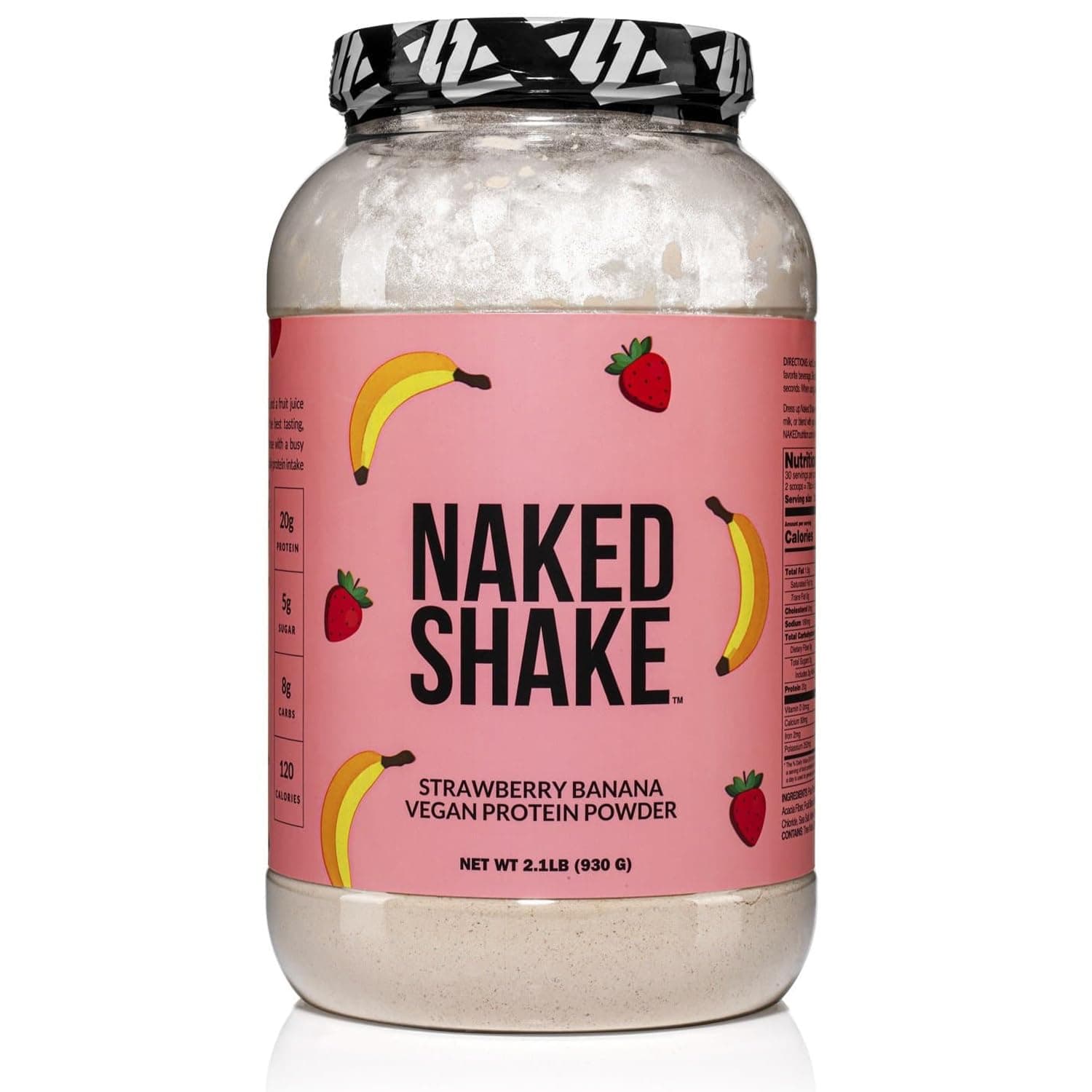NAKED Shake - Vegan Protein Powder, Strawberry Banana - Flavored Plant Based Protein with Mct Oil, NSF Certified, Gluten-Free, Soy-Free, No Gmos Or Artificial Sweeteners - 30 Servings