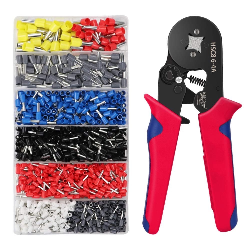 Crimper Plier Set Wire Crimping Tool Kit with 1200 Wire Terminal Connectors, AWG 23-7 Ferrule Crimper Pliers for Wiring Projects