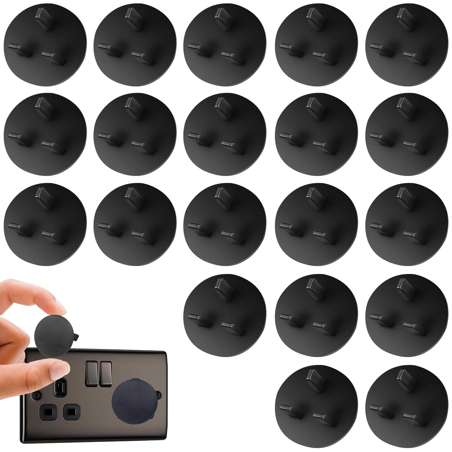 UK Plug and Socket Covers, 20 Piece Plug and Socket Covers, Baby Child Safety Plug and Socket Covers Protective Caps, Tight Grip Socket Covers for Babies and Children at Home and School Safety Devices