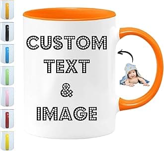 Personalized Photo Mug 11oz on Both Side Custom Mug with Picture Logo Text Personalized Coffee Mug Customized Gifts for Birthday Mother’s Day Housewarming Custom Coffee Mug Taza Personalizada (Orange)