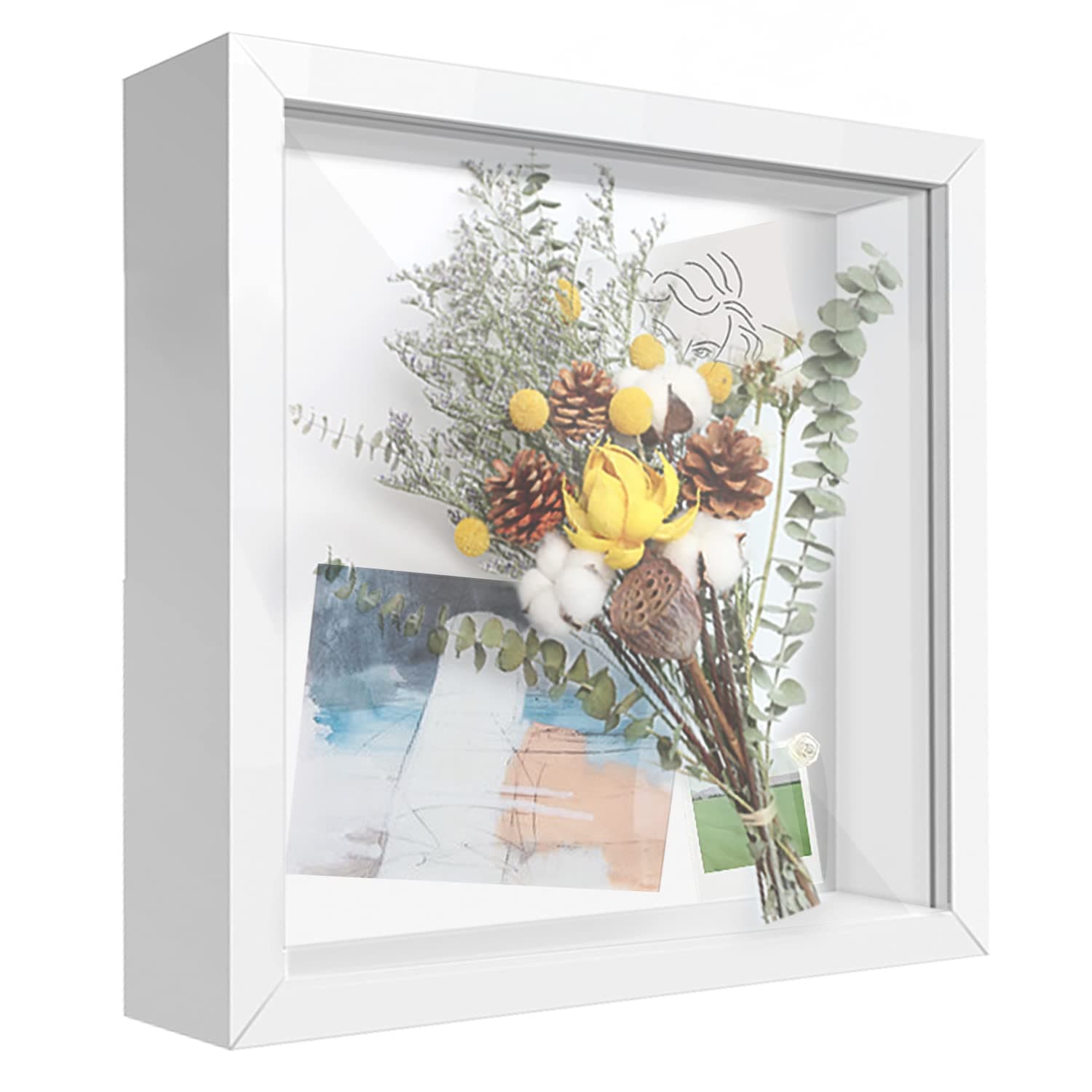 Shadow Box Frame 8x8 Deep Box Frames 3D Picture Frame Wooden Photo Frames Display Case Box for Memorabilia, Awards, Wedding and Tickets