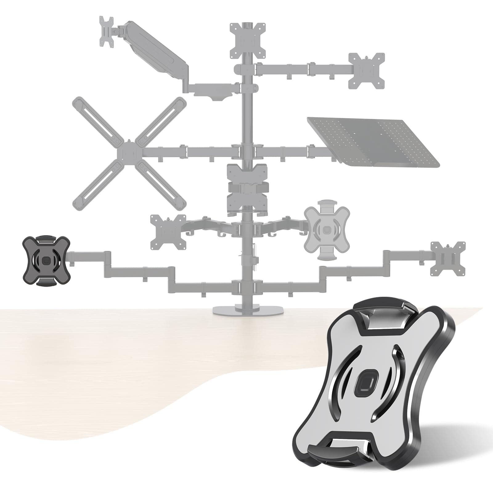 Pholiten Universal VESA Mount Adapter for Tablets, 2-in-1 Laptops, 15.6 inch Portable Monitors & Phone,ESA 100x100, Adjustable Laptop Holder, Extend to 6.1-8 inch