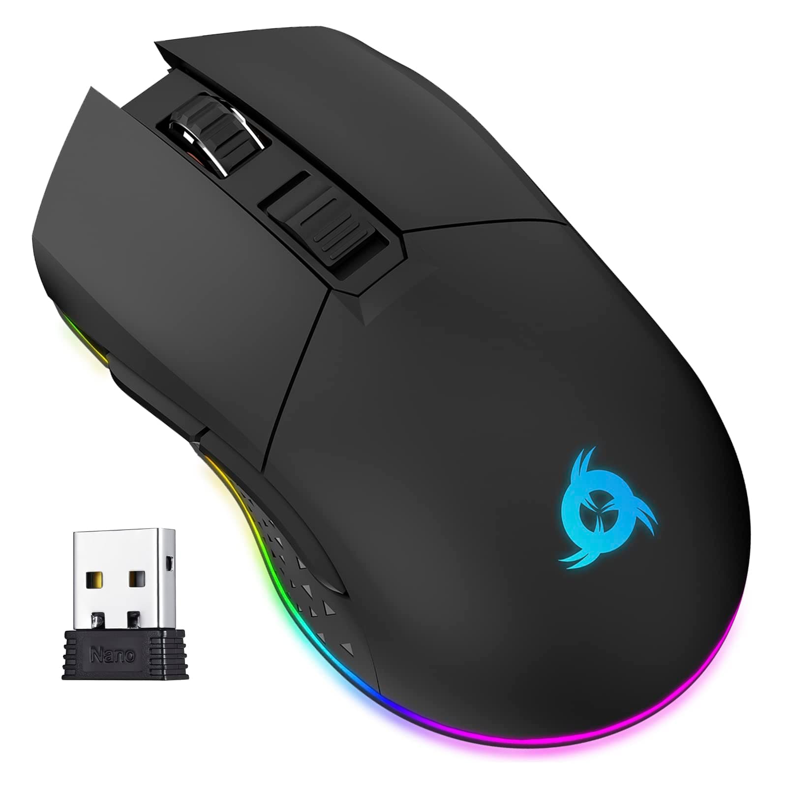 - Blaze Rechargeable Wireless Gaming Mouse RGB Precision Sensor and Long-Lasting Battery - 7 Customizable Buttons - Up to 6000 DPI - Wired & Wireless Mouse for PC Mac & PS4 PS5 - Black