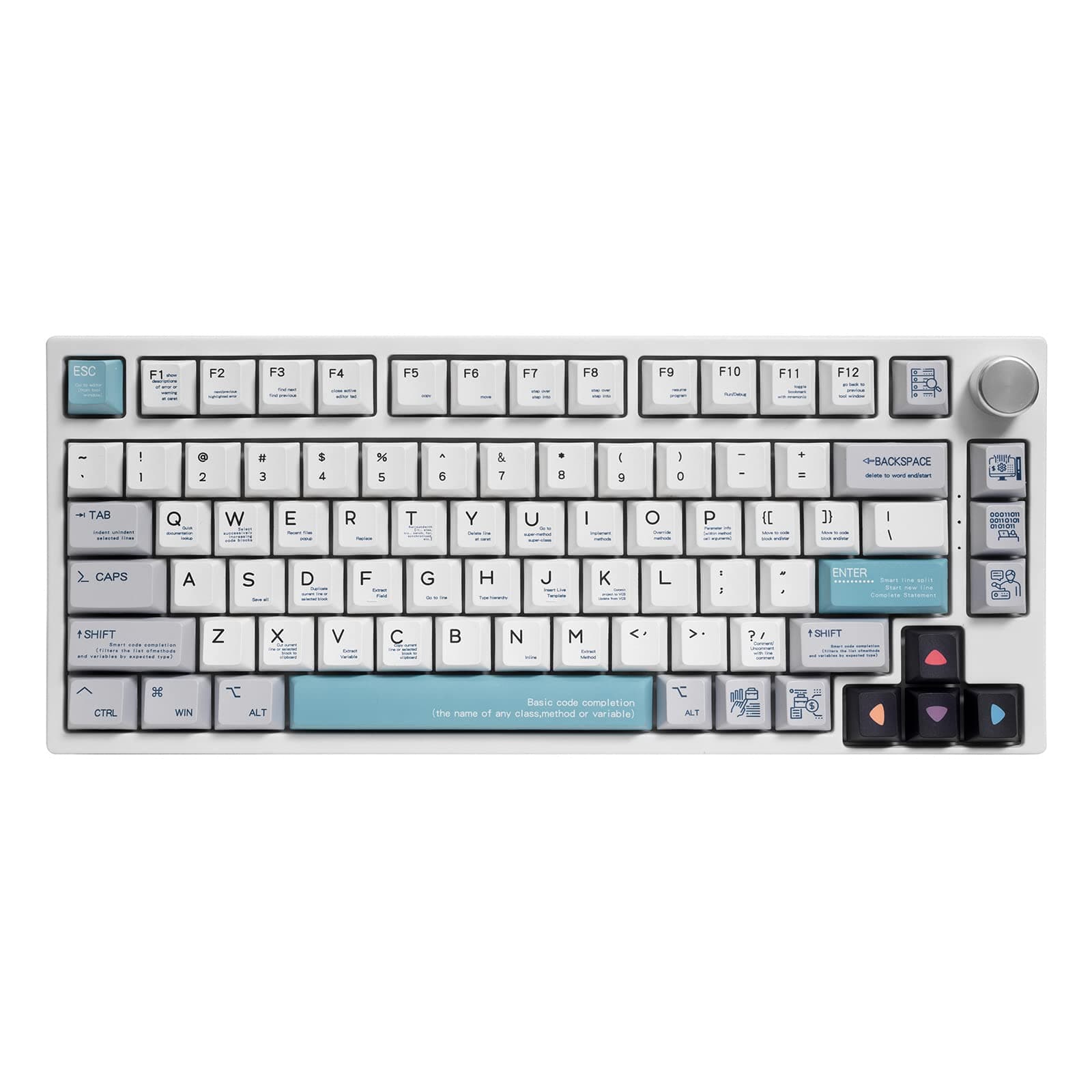 GK GAMAKAY TK75 75% Wireless Mechanical Keyboard with Knob Bluetooth 5.0/2.4GHz/Wired Connection, Hot Swappable Custom RGB Programmable Gaming Keyboard with PBT Keycap (Gateron Red Switch)