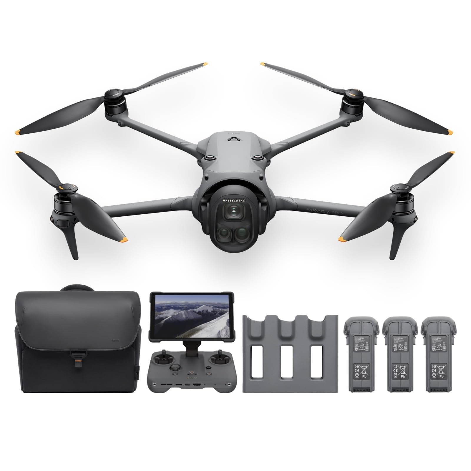 DJI Mavic 4 Pro Drone, 512GB Creator Combo (DJI RC Pro 2 Included) 100 Million Pixels 4/3 CMOS 3 Eye Camera Drone with Hasselblad Camera Up to 51 Minute Flight Time (3 Batteries) with Charging Hub