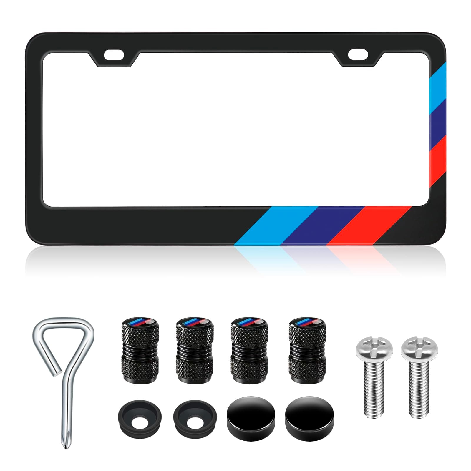 License Plate Frames for BMW Accessories Universal Solid Rust-Proof Aluminum Matte Black License Plate Cover for Front and Rear Car Tags (1 PC)