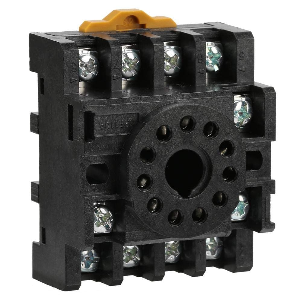 11-pin relay base, Power relay base plug, 250VAC 7A, bolt and rail type installation method, fire-retardant, for time relay JQX-10F / 2Z, JTX-2C, JMK2P-I