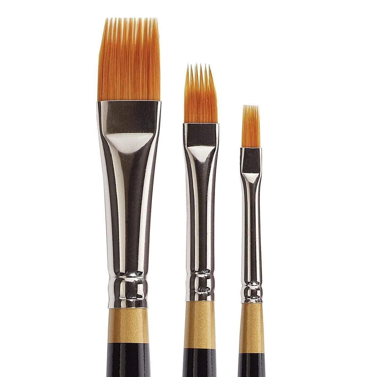 B-031 3 PC. Original Gold Flat RAKE Brush Art Set, Assorted 3 Piece