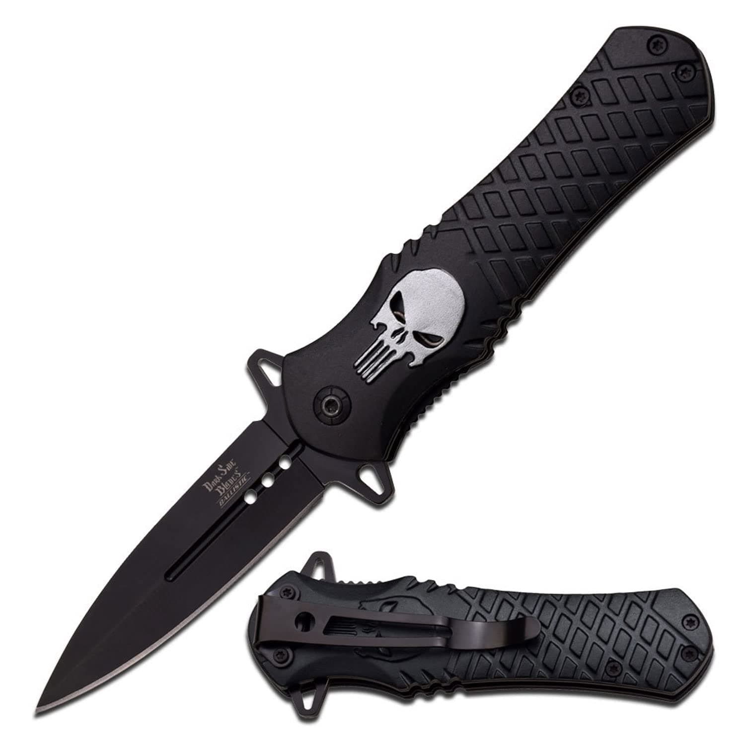 Dark Side Ballistics Dark Side Blades DS-A014BK Spring Assist Folding Knife, Black Blade, Black Handle, 4.5" Closed