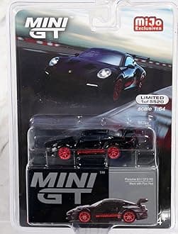 Truescale Miniatures True Scale Model Car Compatible with Porsche 911 (992) GT3 RS Black with Pyro Red 1/64 Diecast Model Car MGT00681