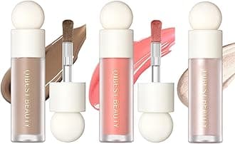 MEICOLY Highlighter Luminizer, Soft Pinch Blush, Matte Contour, Highlight Bronzer Stick Set - Pearl White + Nude Pink + Contour