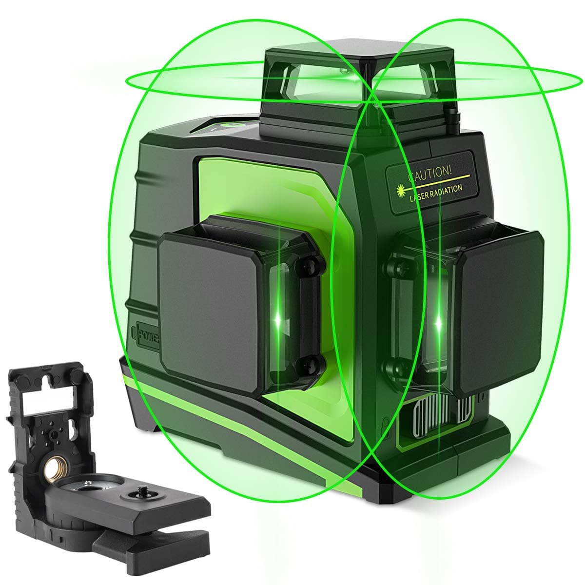 Huepar Laser Level 360 Self Leveling, Rechargeable Green Laser 3x360° Cross Line Lazer Leveler 3D Level Laser Tool for Construction and Picture Hanging, Strong Magnetic Bracket - GF03CG