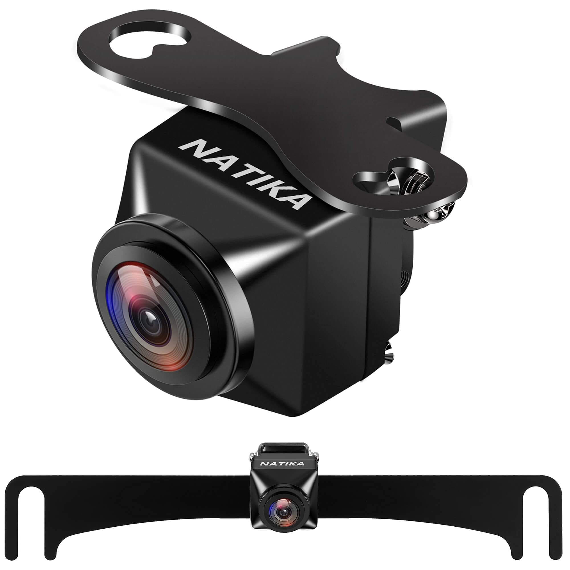 NATIKA Backup/Front View Camera: No Distorted Affect Starlight Night Vision HD Waterproof 720P AHD and TVI Hitch Backup/Reverse/Rear View Camera License Plate for Cars Pickup Trucks SUV RV Van