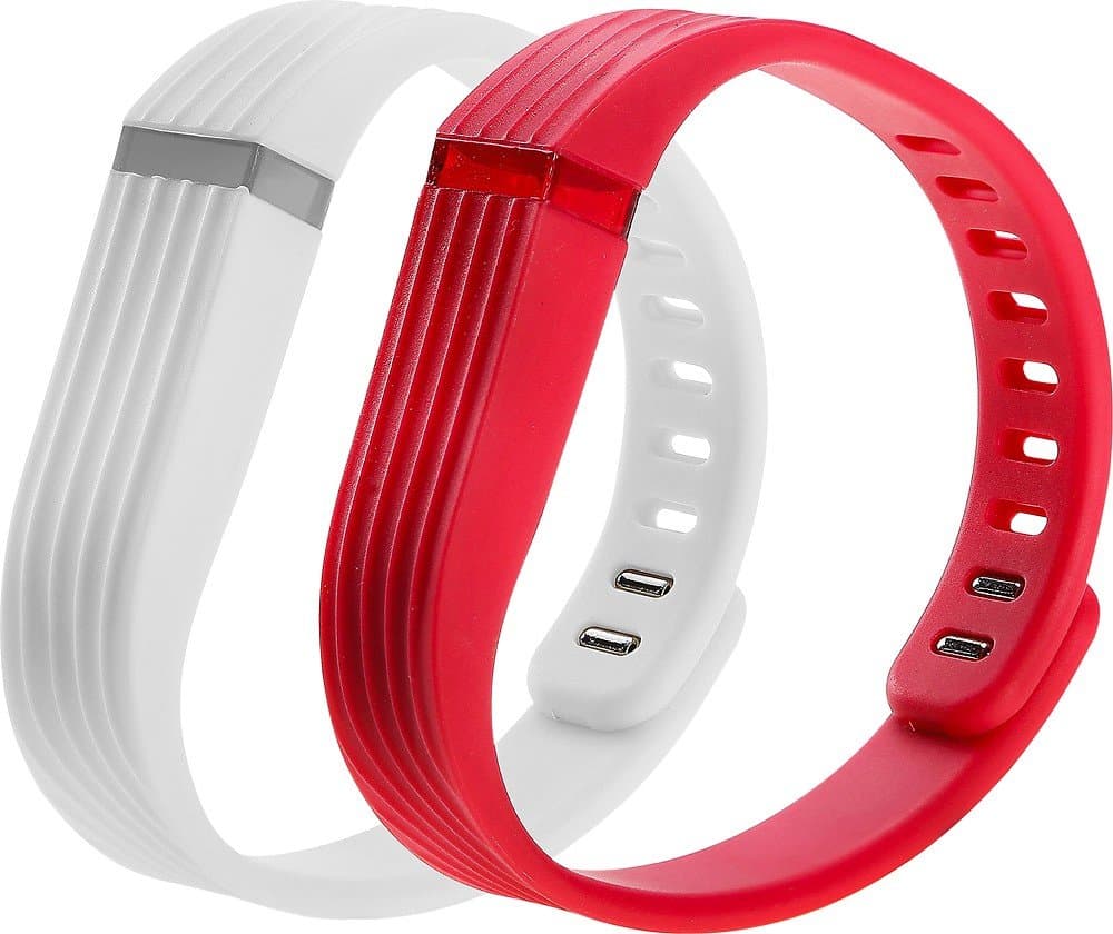 FlexBand 3D One-Size Wristbands for Fitbit Flex Activity and Sleep Trackers (2-Pack) - White/Red