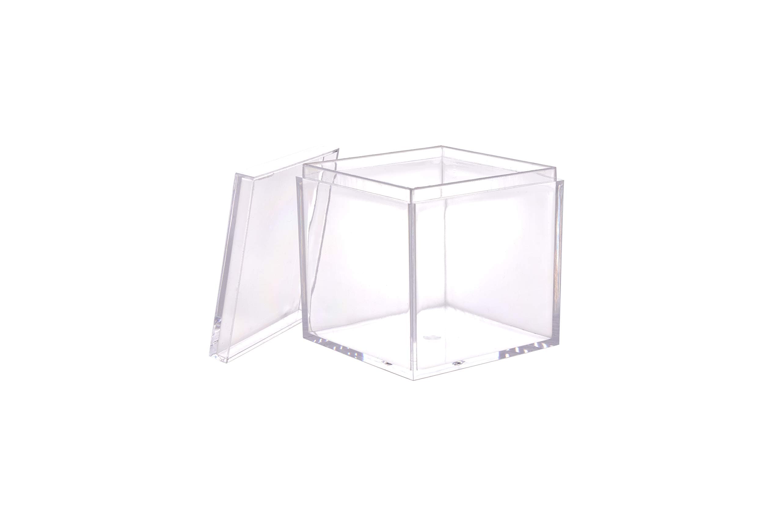 Clear Acrylic Small Plastic Square Cube Candy Party Treat Gift Box Boxes Containers with Lids 2X2X2 Inches (12)