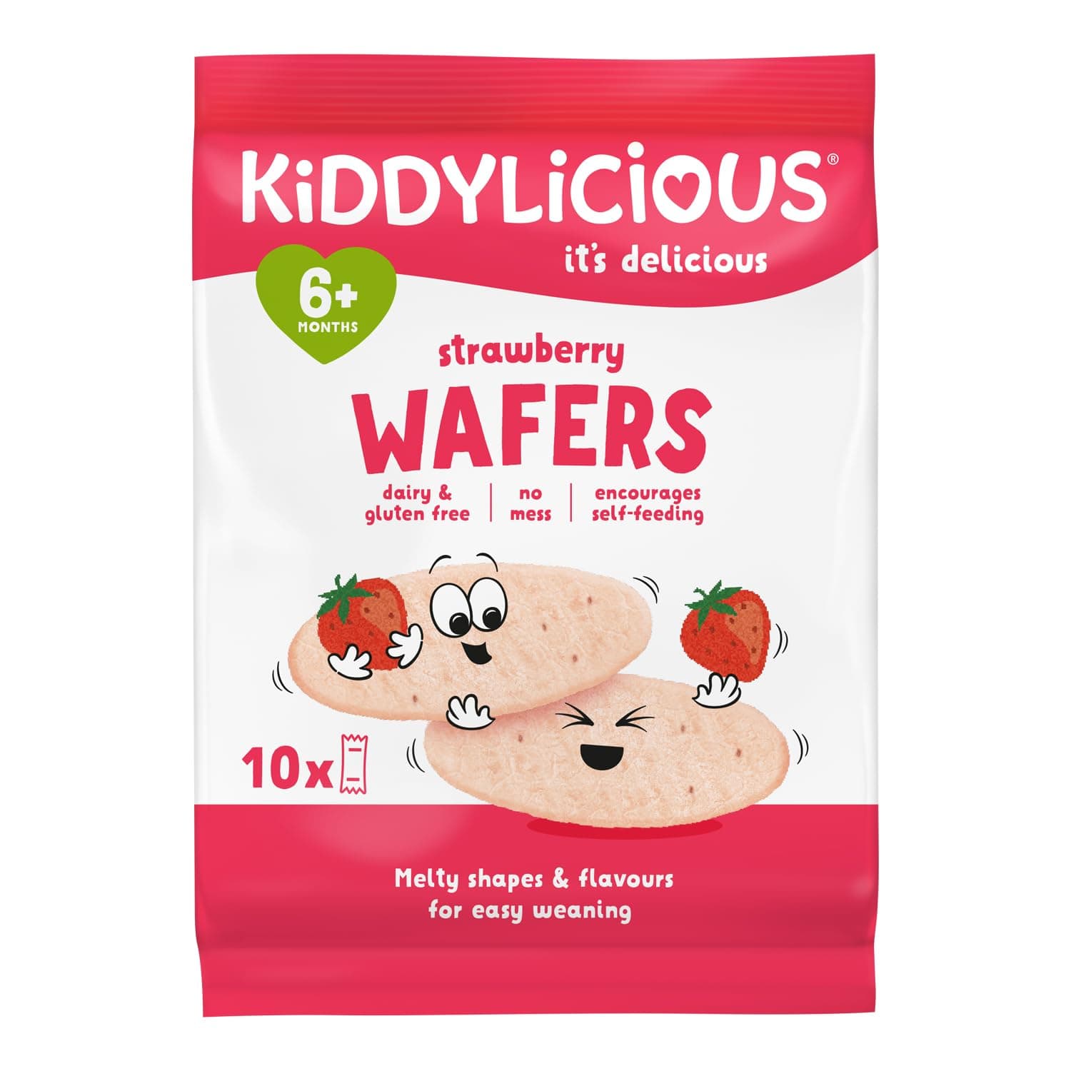 Kiddylicious Strawberry Wafers, 10x4g