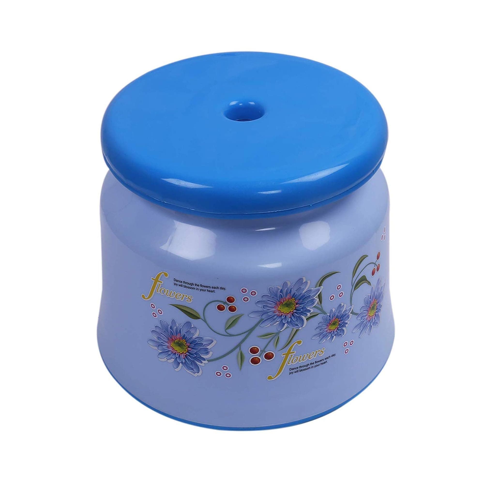 Kuber Industries Bathroom Stool | Plastic Stool for Bathroom | Stool for Sitting | Anti -Slip with Strong Bearing | Patla for Toilet | Printed Design | Blue