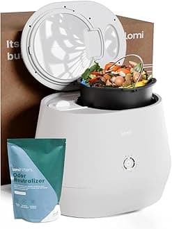 Lomi 1.3 – 3L, Electric Composter (45 Cycles), World’s First Smart Waste That Turns Waste into Natural Fertilizer with a Single Button, Indoor Compost - Kitchen Food Recycler (White, Lomi 1.3)