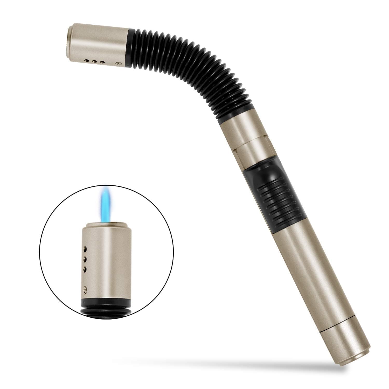 Butane Lighter Refillable Torch Lighter Adjustable Long Lighter for BBQ Camping Fireplace Candle (Butane Not Included)