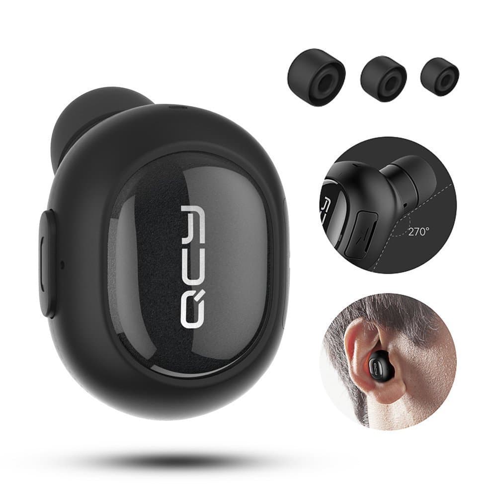 Evershop Wireless Earphone Invisible Mini Bluetooth Headset Earbuds Headphones with Microphone Hands-Free Calls for iPhone iPad Android Smart Phone (One Earpiece Packed) - Black