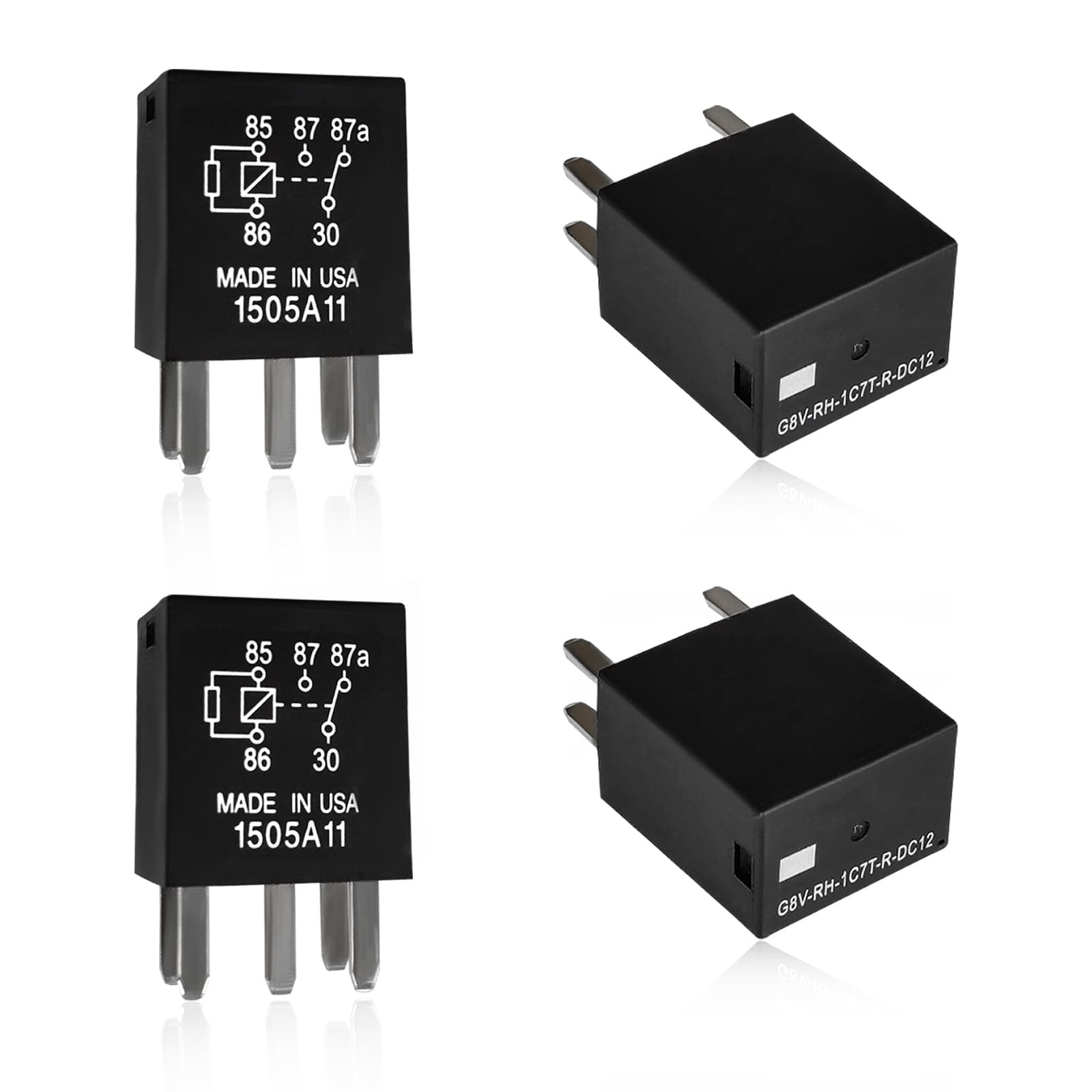 4PCS 5 Pin Power Relay, Multi Purpose Auto Fuel Pump Relay, Standard G8V-RH-1C7T-R-DC12 Standard Electrical System Electromechanical Relays for Car Motor, Car Accessories