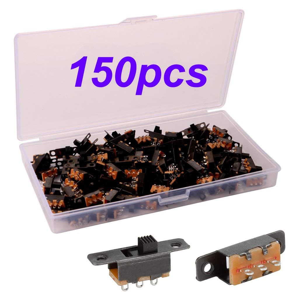 Gebildet 150 Pcs Mini Slide Switch 3 Pin 2 Position 0.5A 50V DC SPDT ON/ON for Welding Mini Slide Plates Micro Snap On Toggle Switch SS12F15