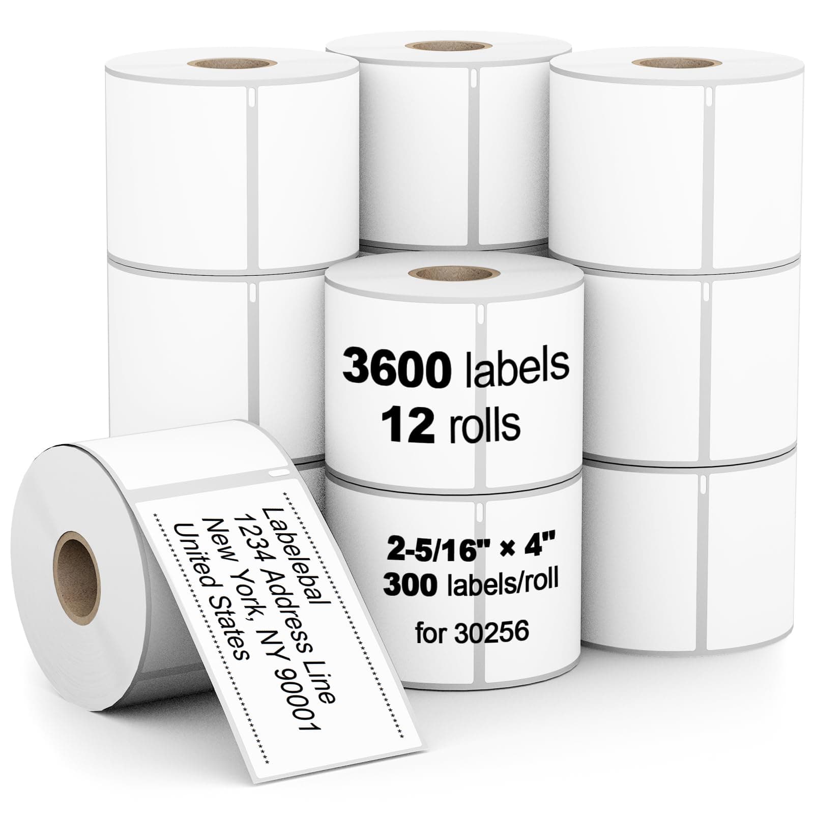 12 Rolls Compatible 2-5/16" x 4"(59 mm x 101 mm) Direct Thermal Labels Replacement for DYMO 30256 Postage Address Shipping Compatible for DYMO & Rollo & Zebra Printer (300 Labels/Roll)