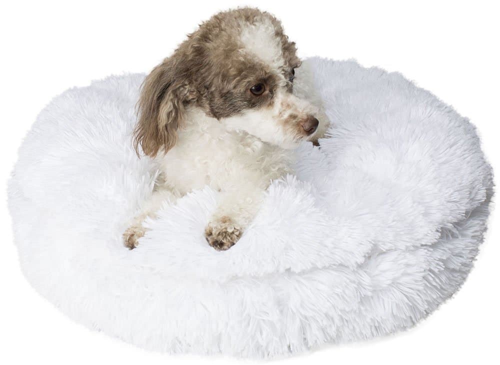 Legitimutt All Shag Dog Cuddle Bed, Medium, White