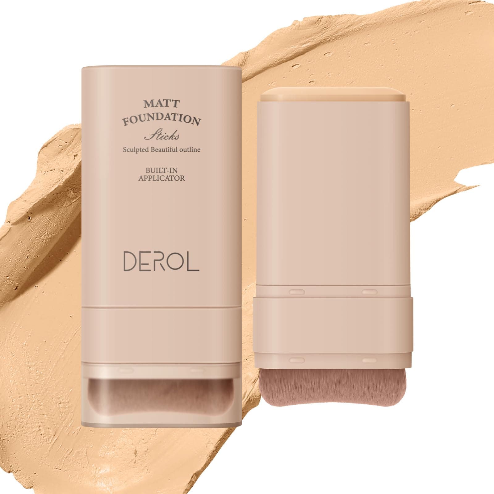Matte Foundation Stick Makeup Built-in Foundation Brush - Lightweight Buildable Coverage Contour Stick Concealer Face Makeup (Cream, 01)